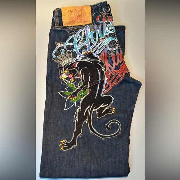 Christian Audigier Denim Jeans Panther Ed Hardy Style Size 32 - 34 - Picture 6 of 14